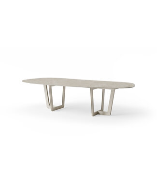 SUNS Palermo Dining Table - Dropshape 320x130 - Camel Sand / Neolith Terrazzo Light Taupe