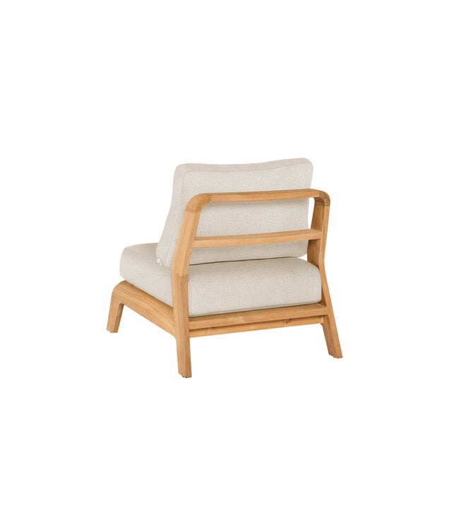 SUNS Basta low dining chair - Teak / Beachy bouclé
