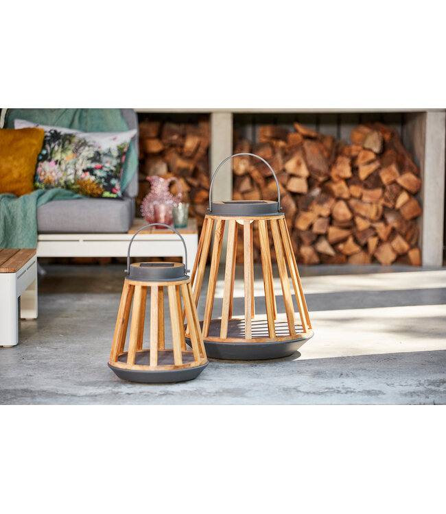 SUNS - Mrs. Solar Kate L - Slate Brown / Teak - Outdoor solarlamp