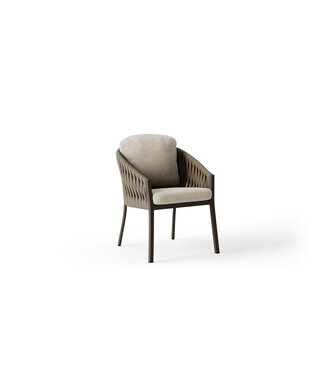 SUNS Avero dining chair - Bronze / Clouded rope / Pebble desert bouclé