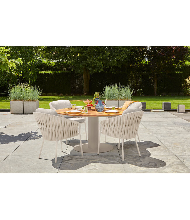 SUNS Nappa dining chair - Bronze / Clouded rope / Pebble desert bouclé