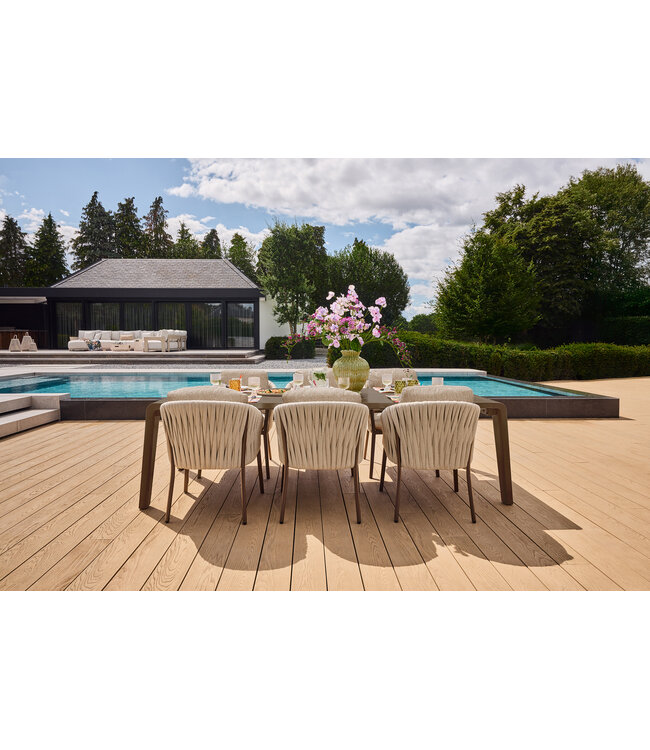 Avero dining chair - Bronze / Clouded rope / Pebble desert bouclé