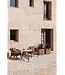 Gommaire Low Dining Bistro Round Table Faye - Concrete top/EMAS Brown