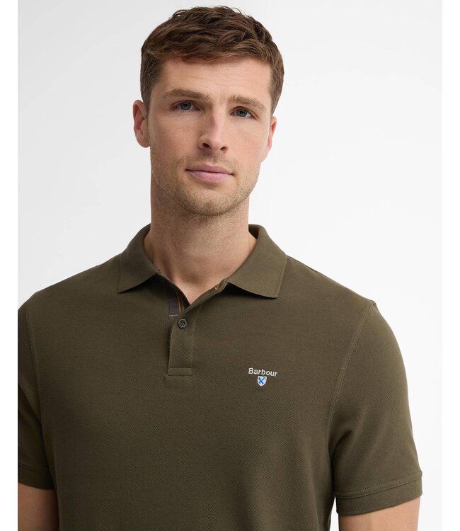 Barbour Lightweight Sports Polo – Bleached Olive | MML1367-OL31