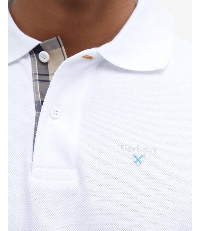 Barbour Tartan pique polo - White/Dress | MML0012-WH11