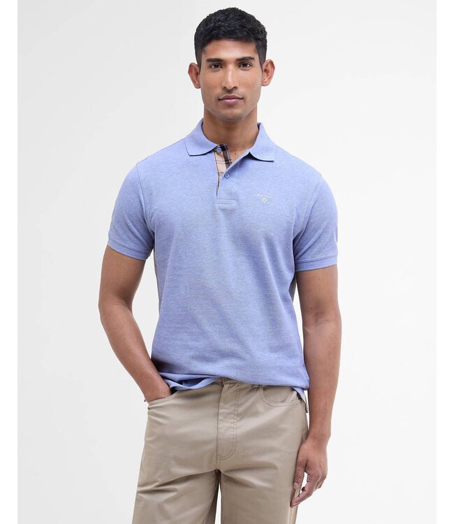 Barbour Tartan pique polo - Sky marl | MML0012-BL55