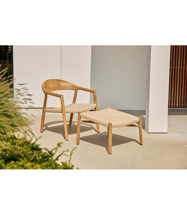 SUNS Pemba footrest/hocker - Teak / Natural wicker