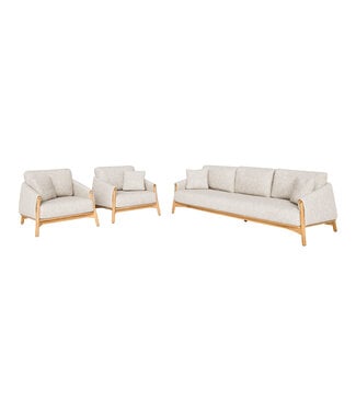 SUNS Bellano 3-seater sofa + Lounge Chair 2x - Teak / Natural gravel | Showmodel