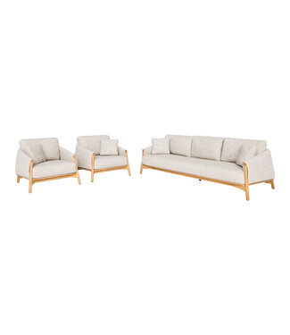 SUNS Showroommodel Bellano 3-seater sofa + Lounge Chair 2x - Teak / Natural gravel