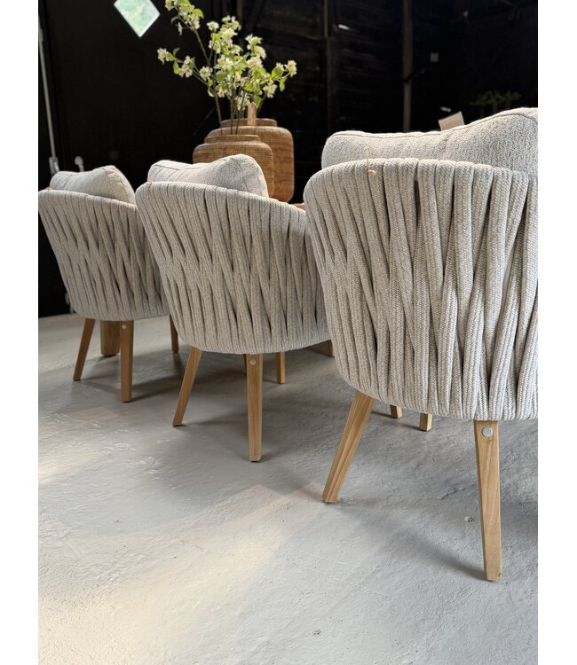 Showroommodellen Senese dining chair 6x - Misty Rope | Seashell Boucle