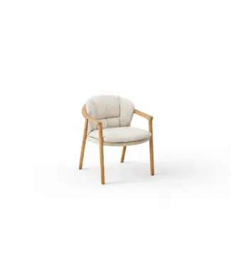 SUNS Showroommodellen Pemba Dining Chair + kussens 4x - Teak / Beachy Bouclé