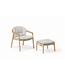 Showroommodel Pemba Lounge Chair + Hocker + kussen - Teak / Seashell Bouclé