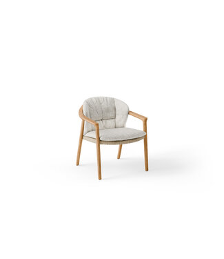 SUNS Showroommodel Pemba Lounge Chair + kussen - Teak / Seashell Bouclé