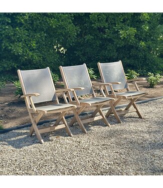 Traditional Teak Kate folding armchair taupe