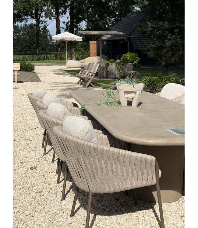 Showroommodellen Nappa Dining Chair 4x - Bronze / Clouded rope / Pebble desert bouclé