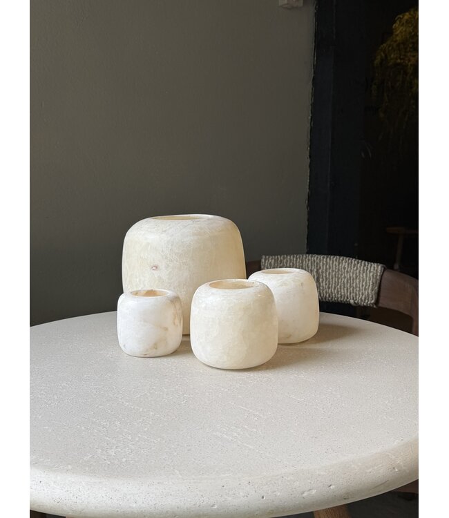 Alabaster | Ronde Waxinelichthouder - Wit Small