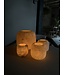 Alabaster waxinelichthouder rond - Wit Medium