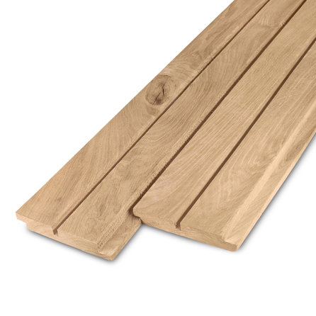 Eiken dubbel blokprofiel (50/50) - 21x125 mm - geschaafd - blokprofiel dubbel - eikenhout AD 20-25%