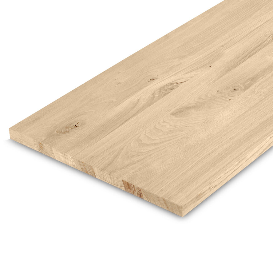 Eiken blad - op maat - rustiek eikenhout - 2 cm dik (1 laag) - Massief eiken paneel 8-12% KD - voor binnen Eiken blad - op maat - rustiek eikenhout - 2 cm dik (1 laag) - Massief eiken paneel 8-12% KD - voor binnen