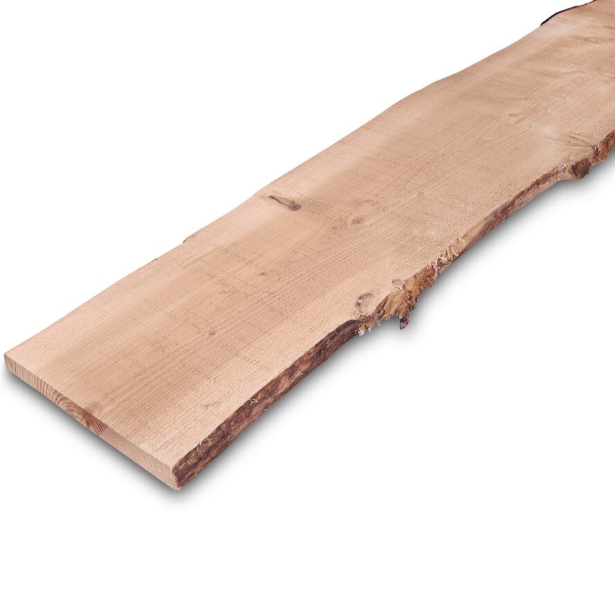 Douglas boomstam plank - 22x180-220 mm - ruw / fijnbezaagd - schorsplank - douglashout AD 20-25% Douglas boomstam plank - 22x180-220 mm - ruw / fijnbezaagd - schorsplank - douglashout AD 20-25%