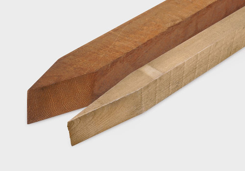 Alle houten piketpalen van HOUTvakman.be - Paaltjes & balkjes met punt (gepunt) - gedrenkt hout & diverse hardhout soorten - vierkant & rechthoekig!