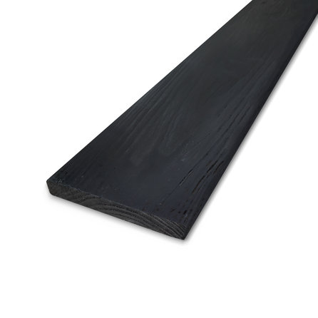 Zwart douglas plank - 25x250 mm - ruw / fijnbezaagd - plank voor buiten - zwart geïmpregneerd douglashout AD 20-25%