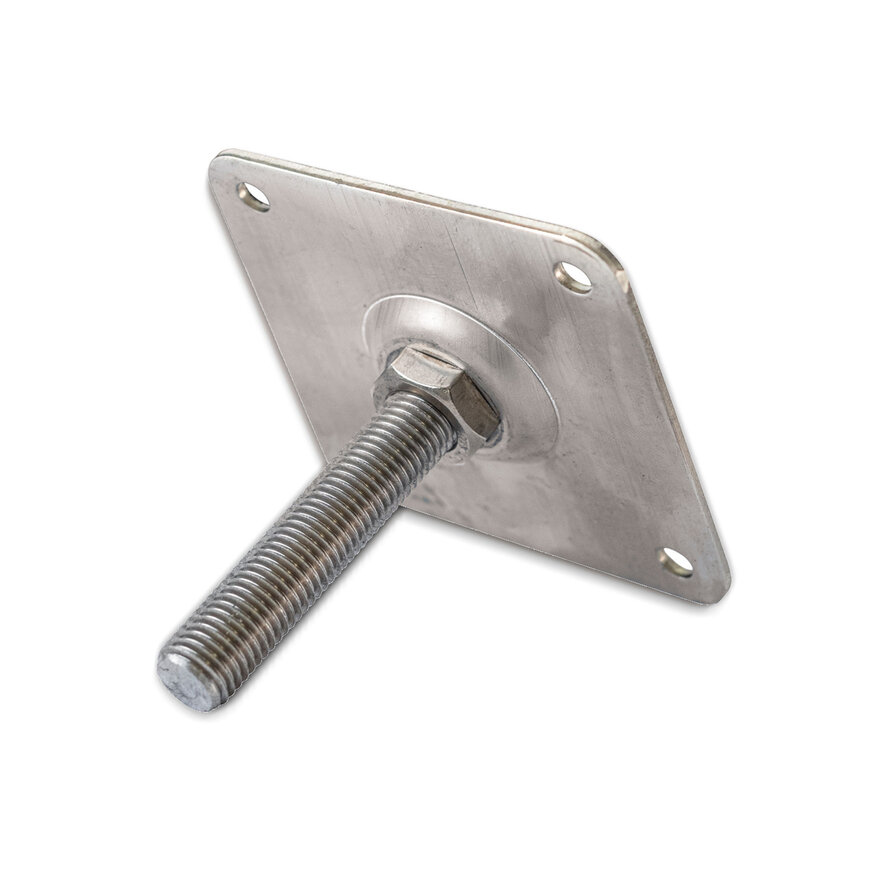 Stelplaat M16 luxe - 10x10 cm - paaldrager hoogteverstelbaar - M16 draadeind - inox Stelplaat M16 luxe - 10x10 cm - paaldrager hoogteverstelbaar - M16 draadeind - inox