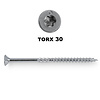 Universele houtschroeven - blauw/wit verzinkt - 6 mm - gegalvaniseerde houtvijzen - Torx 30 - deeldraad - met boorpunt - 100 stuks