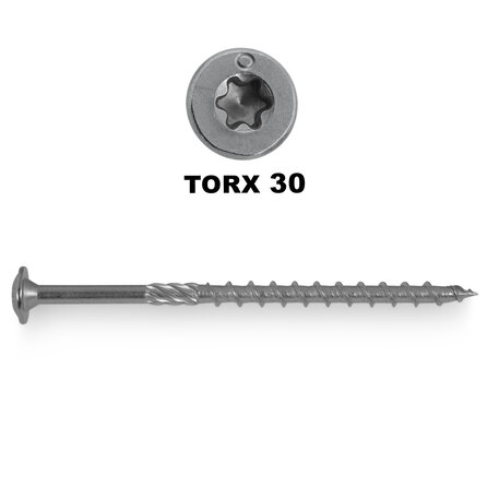 Tellerkopschroeven - RVS / INOX - 6 mm - schotelkopschroeven - Torx 30 - inox vijzen - deeldraad - met boorpunt - 50 stuks