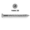 Vlonderschroeven - INOX / RVS - 5 mm - terrasschroef - lenskop - Torx 25 - inox terras vijzen - deeldraad - met boorpunt - 100 stuks