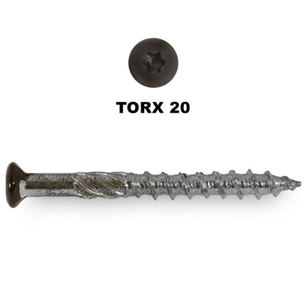 Gevelschroeven zwart - INOX / RVS - 4 mm - potdeksel schroeven - platverzonken kop zwart gecoat - Torx 20 - inox vijzen - deeldraad - met boorpunt - 100 stuks