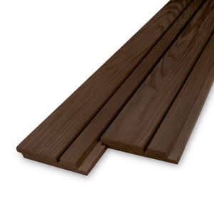 Essen thermowood dubbel blokprofiel (70/30) - 21x125 mm - geschaafd - KD Essen thermowood dubbel blokprofiel (70/30) - 21x125 mm - geschaafd - KD