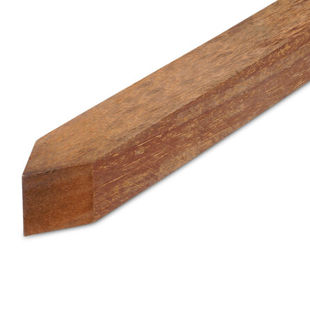 Azobe paal met punt - 70x70 mm - ruw / fijnbezaagd - puntpaal - azobé hardhout AD 20-25%