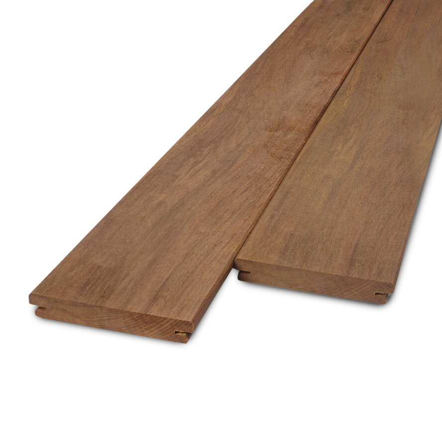 Ipe B-fix classic rabat- & terrasplank - 21x88 mm - geschaafd - B-fix vlonderplank - ipé hardhout AD 20-25% Ipe B-fix classic rabat- & terrasplank - 21x88 mm - geschaafd - B-fix vlonderplank - ipé hardhout AD 20-25%