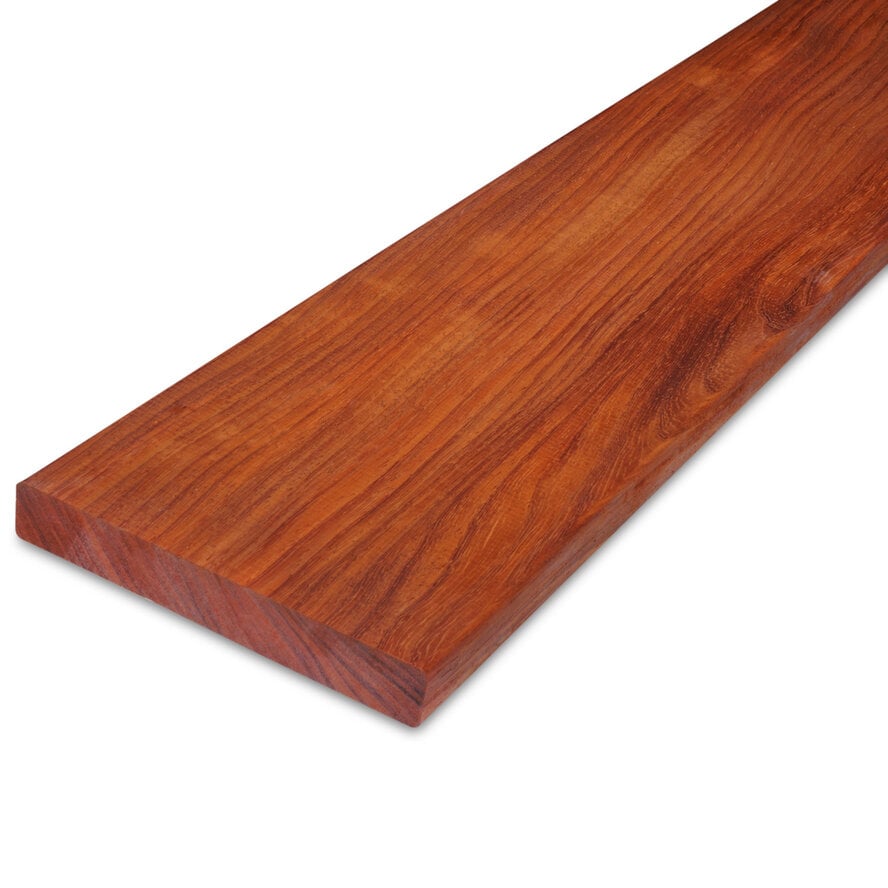 Padouk plank - 21x140 mm - geschaafd - plank voor buiten - padoek hardhout AD 20-25% Padouk plank - 21x140 mm - geschaafd - plank voor buiten - padoek hardhout AD 20-25%