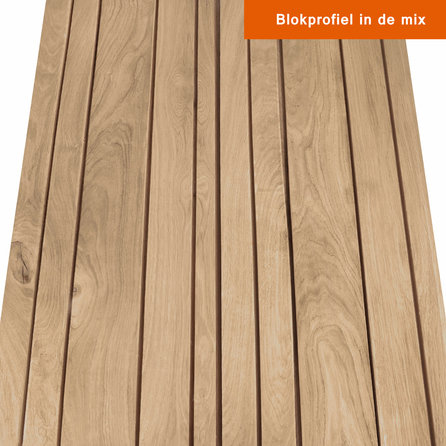 Eiken dubbel blokprofiel (50/50) - 21x125 mm - geschaafd - blokprofiel dubbel - eikenhout AD 20-25%