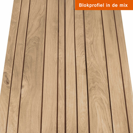 Eiken dubbel blokprofiel (50/50) - 21x125 mm - geschaafd - blokprofiel dubbel - eikenhout KD 8-12%