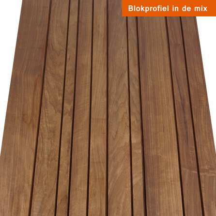 Frake thermowood enkel blokprofiel - 21x125 mm - geschaafd - blokprofiel enkel - thermo fraké hout KD 8-12%
