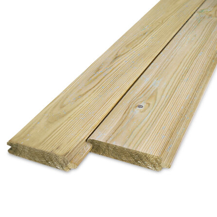 Geïmpregneerd grenen damwand profiel - 40x150 mm - geschaafd - dam wand plank - gedrenkt grenenhout KD 18-20%
