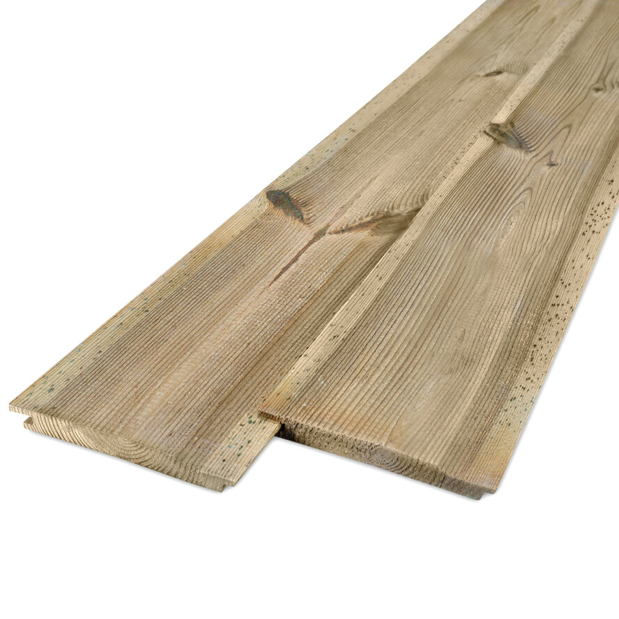 Geïmpregneerd grenen overhangend rabat - 18x133 mm - geschaafd - OH rabatdeel - gedrenkt grenenhout KD 18-20% Geïmpregneerd grenen overhangend rabat - 18x133 mm - geschaafd - OH rabatdeel - gedrenkt grenenhout KD 18-20%