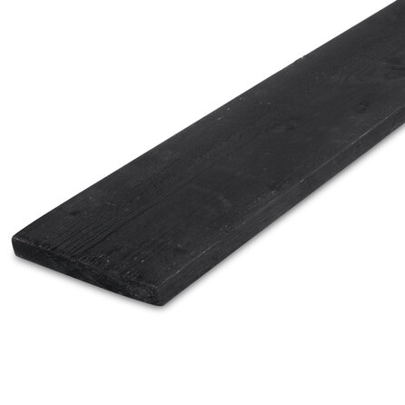 Zwart vuren plank - 22x200 mm - ruw / fijnbezaagd - plank voor buiten - zwart geïmpregneerd vurenhout KD 18-20%