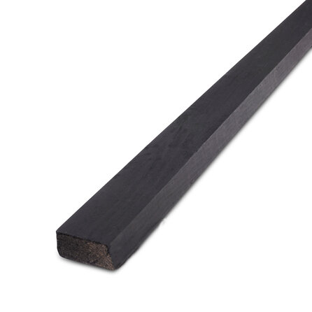 Zwart vuren ventilatielat - 19x45 mm - geschaafd - ventilatielat afgeschuind - zwart gebeitst vurenhout KD 18-20%