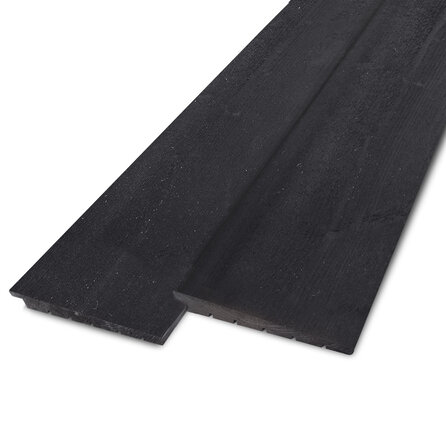 Zwart vuren Zweeds rabat - 11-22x170 mm - ruwe zichtzijde - zweedsrabat - zwart geïmpregneerd vurenhout KD 18-20%