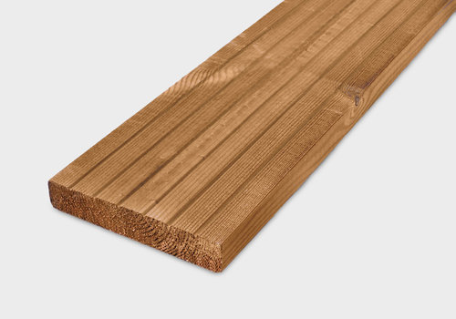 Thermisch gemodificeerde vuren planken van HOUTvakman.be - Thermowood vurenhout planken: Duurzaam,  milieuvriendelijk & met een prachtige goudbruine kleur! 
