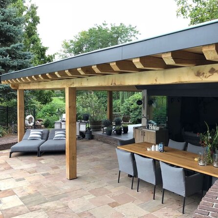 Verouderd eiken balk - 85x85 mm - geborsteld - balk voor buiten - oud eikenhout AD 20-25%