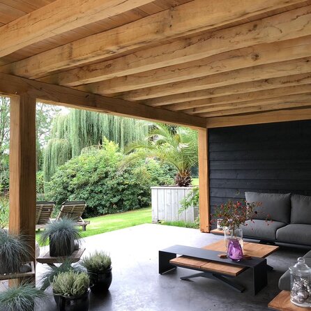 Verouderd eiken balk - 85x85 mm - geborsteld - balk voor buiten - oud eikenhout AD 20-25%