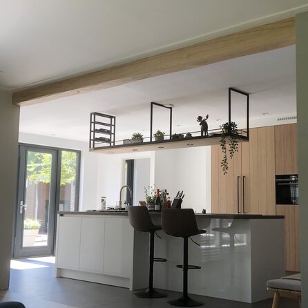 Verouderd eiken balk - 85x85 mm - geborsteld - balk voor buiten - oud eikenhout AD 20-25%