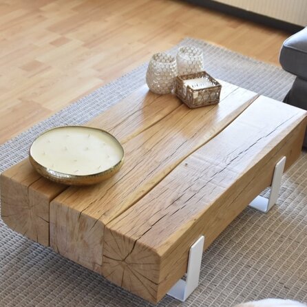 Verouderd eiken balk - 85x85 mm - geborsteld - balk voor buiten - oud eikenhout AD 20-25%