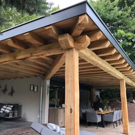 Verouderd eiken balk - 85x85 mm - geborsteld - balk voor buiten - oud eikenhout AD 20-25%