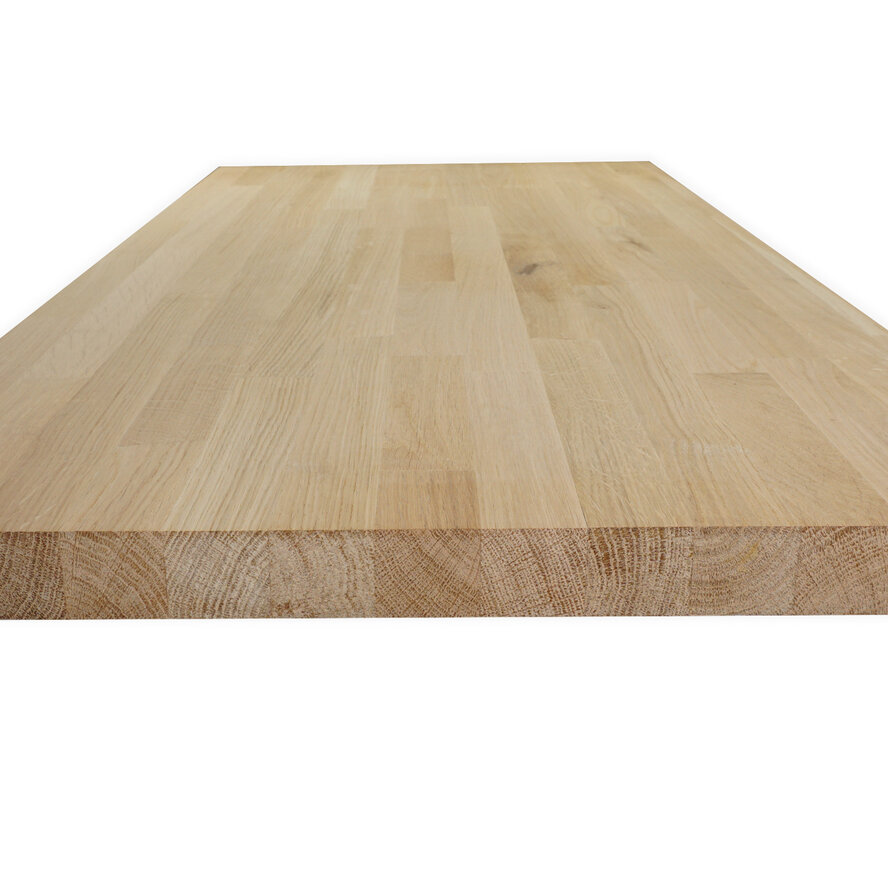 Eiken vingerlas paneel - 4 cm dik (1-laag) - rustiek eikenhout - gevingerlast meubelpaneel - timmerpaneel 8-12% KD - voor binnen Eiken vingerlas paneel - 4 cm dik (1-laag) - rustiek eikenhout - gevingerlast meubelpaneel - timmerpaneel 8-12% KD - voor binnen
